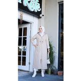 Marjinal City Krem Tamboy İçi Çizgili Trençkot