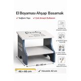 Marka Art By Aslı El Boyaması Ahşap Basamak Mutfak Basamağı, Ayakkabı Giyme Taburesi, Saksı Standı Çok Amaçlı Kullanım artbyasli002
