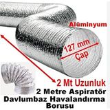 Marka Aspiratör ve Davlumbaz Borusu Telli Esnek Alimünyum 127MM*2MT