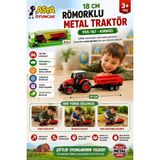 Marka Asya Oyuncak 18 cm Römorklu Metal Traktör 955-167-KIRMIZI - 12 cm