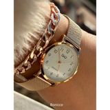 Marka Çelik Hasır Kordon, Su Geçirmez, 2 Yıl Garantili Rose Renk Kadın Kol Saati+Bileklik - Rose Gold