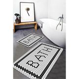 Marka Halı Dijital Baskılı Kaymaz Taban Black Bath Yıkanabilir 2li Banyo Halısı Paspas Klozet Takımı