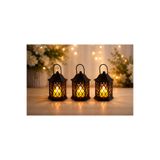 Marka LED Mumlu Dekoratif Fener – 3’lü Set (8 cm)