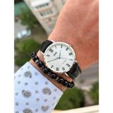Marka Retro Siyah , 24 Ay Garantili, Su Geçirmez, Deri Kordon Erkek Kol Saati+Bileklik