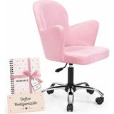 Markaelz Krom Metal Ayaklı Ofis Çocuk Odası Çalışma Sandalyesi (Ayarlanabilir) Kelebek - Pembe