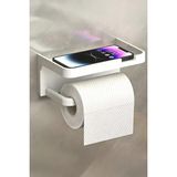 Markafox Beyaz Yapışkanlı Raflı Tuvalet Kağıdı Askılığı Delmeden Montaj Banyo Organizer Telefon Rafı Askısı