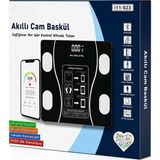Markafox Bluetooth Vücut Analizli Cam Dijital Baskül 180 kg Yağ Kas Su Bmı Ölçer İ11-023 - Renkli
