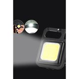 Markafox Çok Amaçlı Mini LED Anahtarlık El Feneri Flash Mıknatıslı Su Geçirmez Şişe Açacaklı Kamp Feneri - Siyah