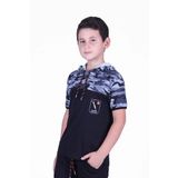 Markahit Kamuflaj Desenli Kapşonlu Gri Erkek Çocuk T-shirt 00288