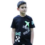 Markahit Off White Baskılı %100 Pamuk Siyah Erkek Çocuk T-shirt 9-16 Yaş 00280