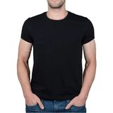 Markahit Solo Erkek %100 Organik Pamuklu Kalın Dokulu Bisiklet Yakalı Siyah T-Shirt - XL