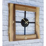 Markakanvas Doğal Ceviz Masif Ahşap,Metal Kare Duvar Saati 50x50cm MKS5R4A