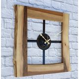 Markakanvas Doğal Ceviz Masif Ahşap,Metal Kare Duvar Saati 50x50cm MKS5RSIZ