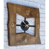 Markakanvas Doğal Masif Ahşap Kare Duvar Saati 50x50cm MKS4R3AA