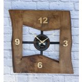 Markakanvas Doğal Masif Ahşap Kare Duvar Saati 50x50cm MKS4R9AA