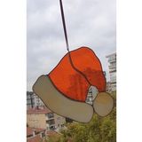 Markakanvas Turuncu ,beyaz Yılbaşı Şapkası Cam Vitray 16X16CM