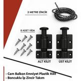 Markalar Cam Balkon Kilidi / Emniyet Plastik Kilit / Boncuklu Ip Zincir Takım Seti / (Siyah) - Çok Renkli - Genel