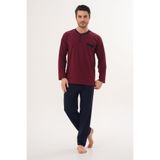 Markalinda 3126 Bordo %100 Pamuk Büyük Beden Erkek Pijama Takımı