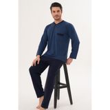 Markalinda 3126 İndigo %100 Pamuk Büyük Beden Erkek Pijama Takımı