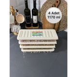Markam Ek Buzdolabı Düzenleyici Buzdolabı Saklama Kabı Buzluk Kabı Krem - 1170 ml (4 Adet)