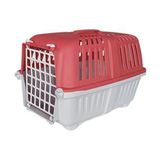 Markapet 28 x 44 x 32 cm Kırmızı Gri Sert Plastik Kedi Köpek Taşıma Çantası
