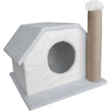 Markapet 33 x 40 x 45 cm Gri-Beyaz Tırmalamalı Kedi Kulübesi