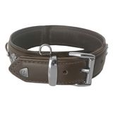 Markapet Deri Doğal Taşlı Köpek Boyun Tasması 49-55 cm Large Kahverengi