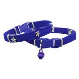 Markapet SF-KDFYLDZ-MV Yıldızlı 20-32 cm Mavi Kadife Kedi Boyun Tasması