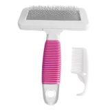 Markapet Temizleme Aparatlı Kedi Köpek Tarağı 9.5 cm-14 cm Medium Pembe - MRKPT-TRK-PMBM