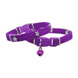 Markapet Yıldızlı 20-32 cm Mor Kadife Kedi Boyun Tasması