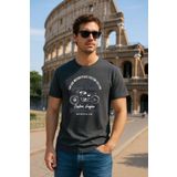 MARKAPIA Erkek %100 Pamuk Bisiklet Yaka Motor Baskılı T-shirt