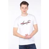 Markapia Erkek Beyaz Baskılı Bisiklet Yaka T-shirt