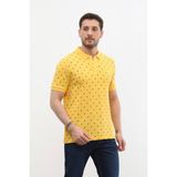 Markapia Home Erkek Polo Yaka Çapa Desenli Pamuk Tişört - Sarı - XL