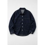 Markapia Kadın Gömlek Yaka Oversize Lacivert Jean Ceket - 38
