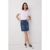 Markapia Kadın Slim Fit Açık Mavi Jean Etek 47 cm Yüksek Bel Rahat Kesim - XS