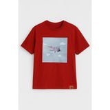 Markapia Man Erkek Bisiklet Yaka %100 Pamuk Helikopter Baskılı T-Shirt - Kiremit - XL