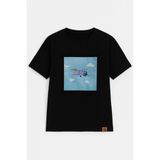 Markapia Man Erkek Bisiklet Yaka %100 Pamuk Helikopter Baskılı T-Shirt - Siyah - 2XL
