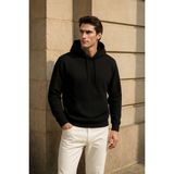 Markapia Man Erkek Kapüşonlu Içi Polarlı Siyah Sweatshirt