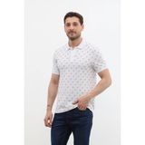 Markapia Man Erkek Polo Yaka Ağaç Desenli Pamuk Tişört - Beyaz - 2XL