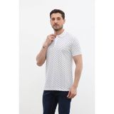 Markapia Man Erkek Polo Yaka Marin Desenli %100 Pamuk Tişört - Beyaz