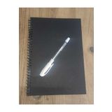 markarizma Siyah Yapraklı Defter Spiralli 14x20 120 Gr. 40 Sayfa Ve Beyaz Kaliteli Jel Kalem