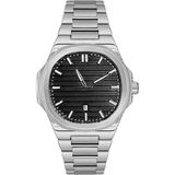 Markasepeti Patek Model Geometrik Tasarım Lüks Erkek Kol Saati - Siyah - Gümüş