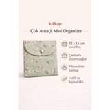 Markasız ucuz Kitkap Mini Organizer & Çanta İçi Düzenleyici & Yeşil zarif çiçek desenli