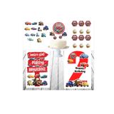 Markasız ucuz Şimşek Mcqueen Doğum Günü Masa Panosu / Pasta Süsü Seti 2 Yaş