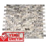 Markataş 5X10Cm Latte Silver Doğal Taş Traverten Patlatma Mozaik Duvar Kaplaması