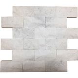 Markataş 5X10Cm White Mermer Doğal Taş Patlatma Taş Mozaik Duvar Kaplaması