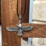 Markazit Taşlı Büyük Boy Unisex Ahura Mazda Gümüş Kolye