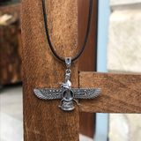 Markazit Taşlı Orta Boy Unisex Ahura Mazda Gümüş Kolye