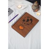 Markcat Balon Desenli Ahşap Kapaklı Defter - Ajanda - A5 Notebook Çizgisiz Defter (Ahşap Rengi Ceviz)