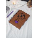 Markcat Balon Desenli Ahşap Kapaklı Defter - Ajanda - A5 Spiralli Çizgisiz Defter (Ahşap Rengi Ceviz)